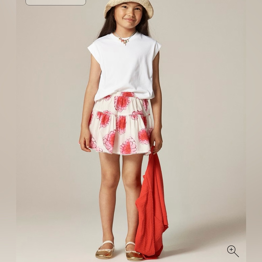 Crewcuts Girls Tiered Skirt Pink Peony Floral Easter Springtime Teatime Sz 8 New
